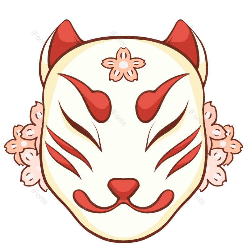 狐狸图片,面具元素,樱花PNG,免抠素材